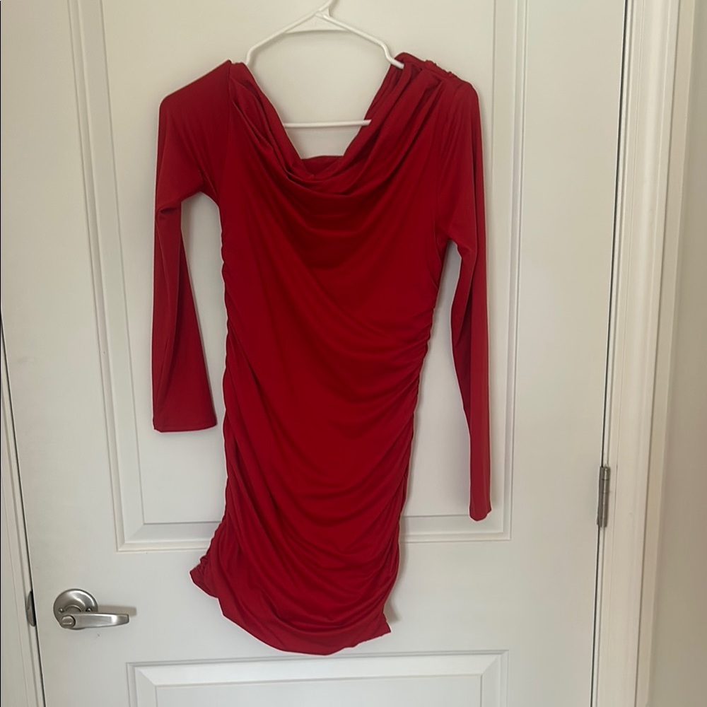 Elegant off the shoulder Red Draped Dress
